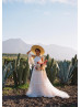 Halter Neck Ivory Lace Tulle Keyhole Back Wedding Dress